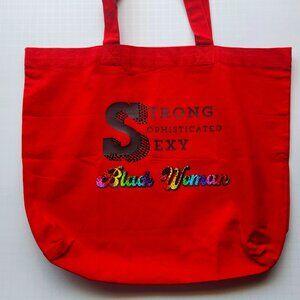 Reusable large shopping tote. Rhinestone highlighted text. Made to order.